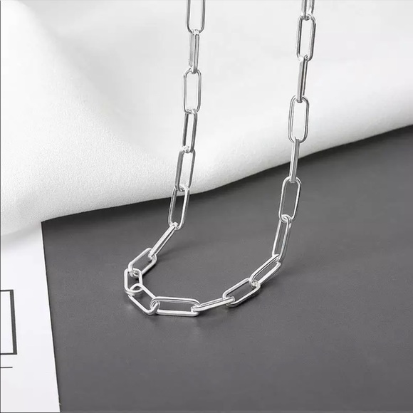 NEW 925 Sterling Silver Paperclip Chain Necklace - Picture 3 of 5